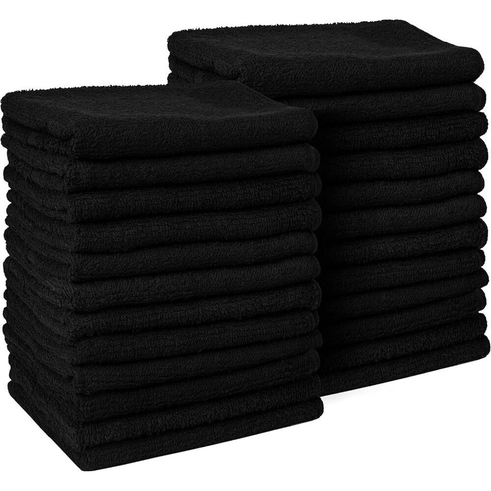 Salon Towels Cotton Black 24 Pack Absorbent Spa Hair Care 16x27